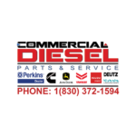 A logo of commercial diesel parts and service